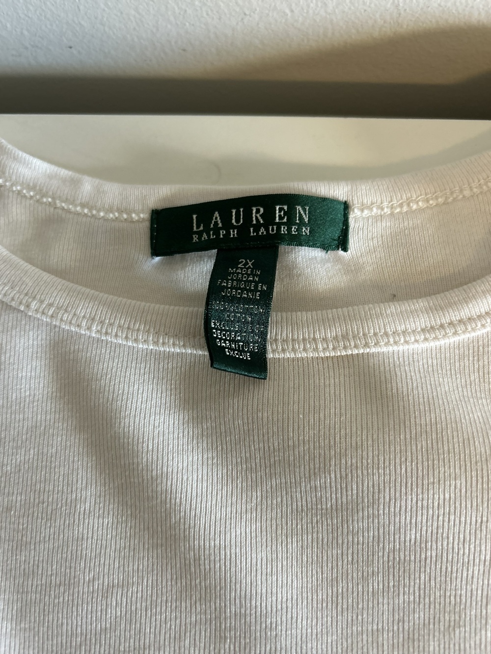Lauren Ralph Lauren Cream Long Sleeve Ribbed Top 2X - Picture 5 of 6